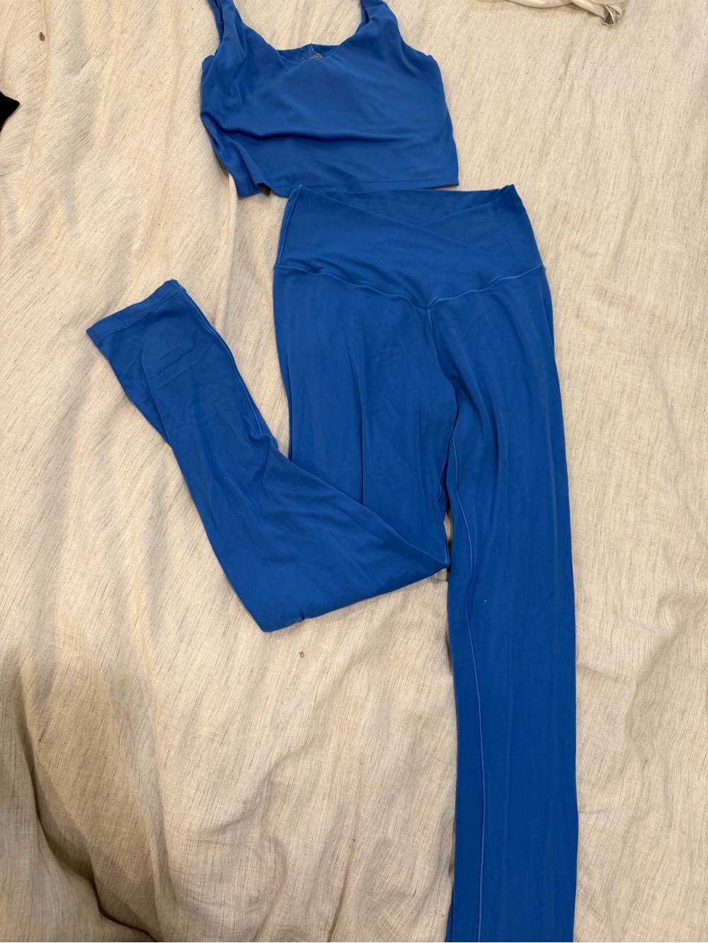 Women's High-Waist Blue Active Leggings & Crop Top Set